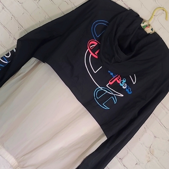 Vintage 90s Champion Spellout Logo Large Print Sleeve Windbreaker Hoodie  Size M - Picture 13 of 16